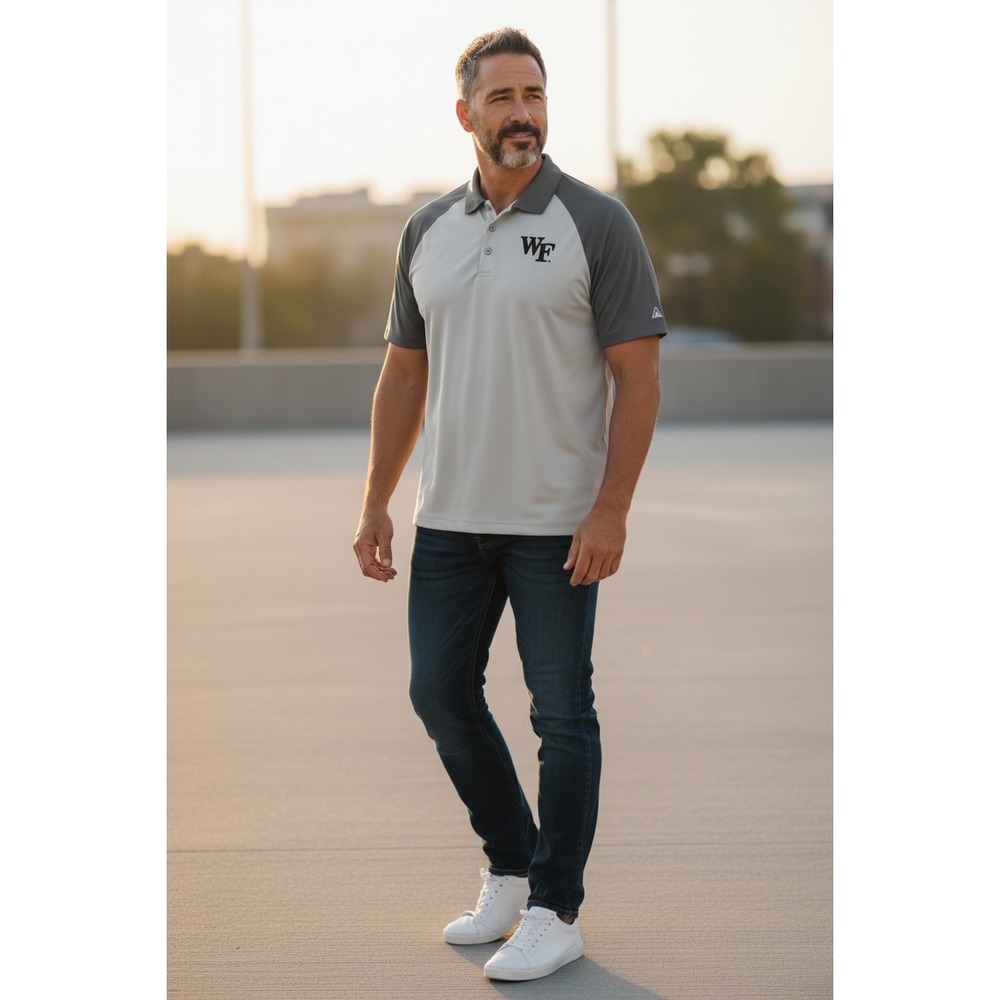 1060 Antigua Mens Nova Wake Forest University Polo Shirt Grey Silver 2XL